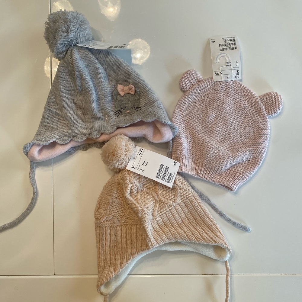 (3) 2-6 Month H&M Winter Hats